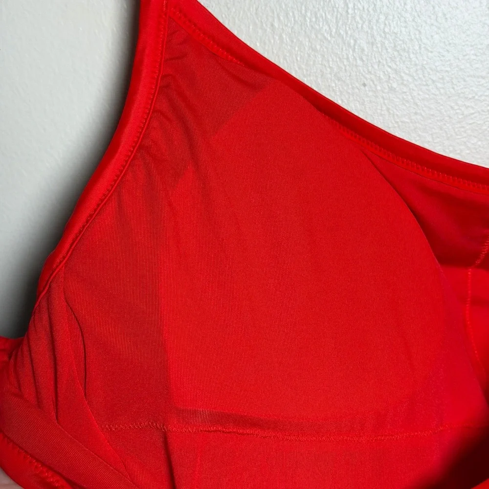 Aerie Women One Piece Full Coverage XL Red Ribbed Texture UPF 50 Adjustable